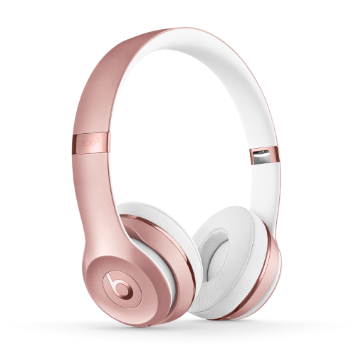 A pair of Rose Gold Beats Solo3 Wireless headphones