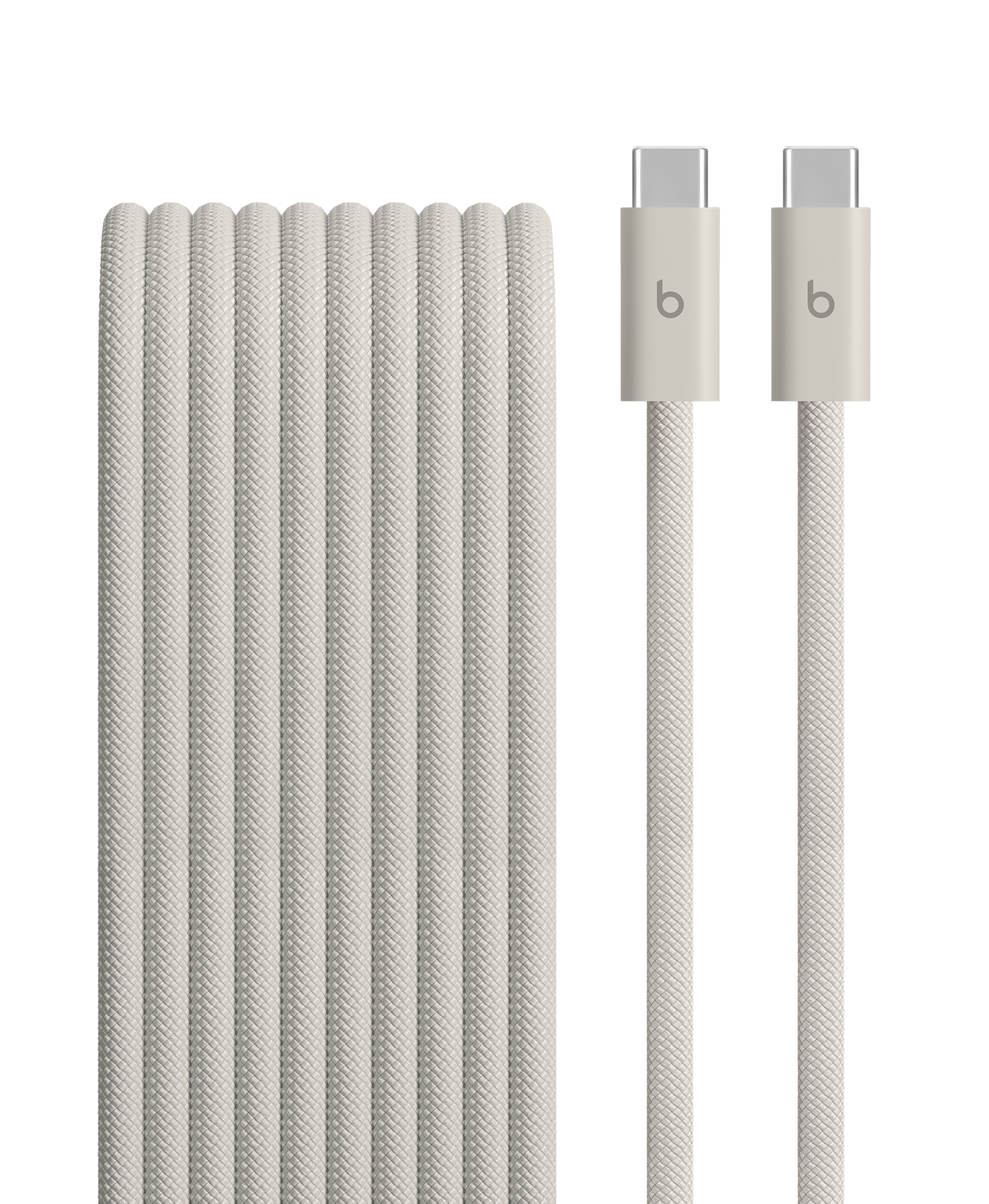 奔涌灰 Beats 240W USB-C 转 USB-C 编织连接线的特写