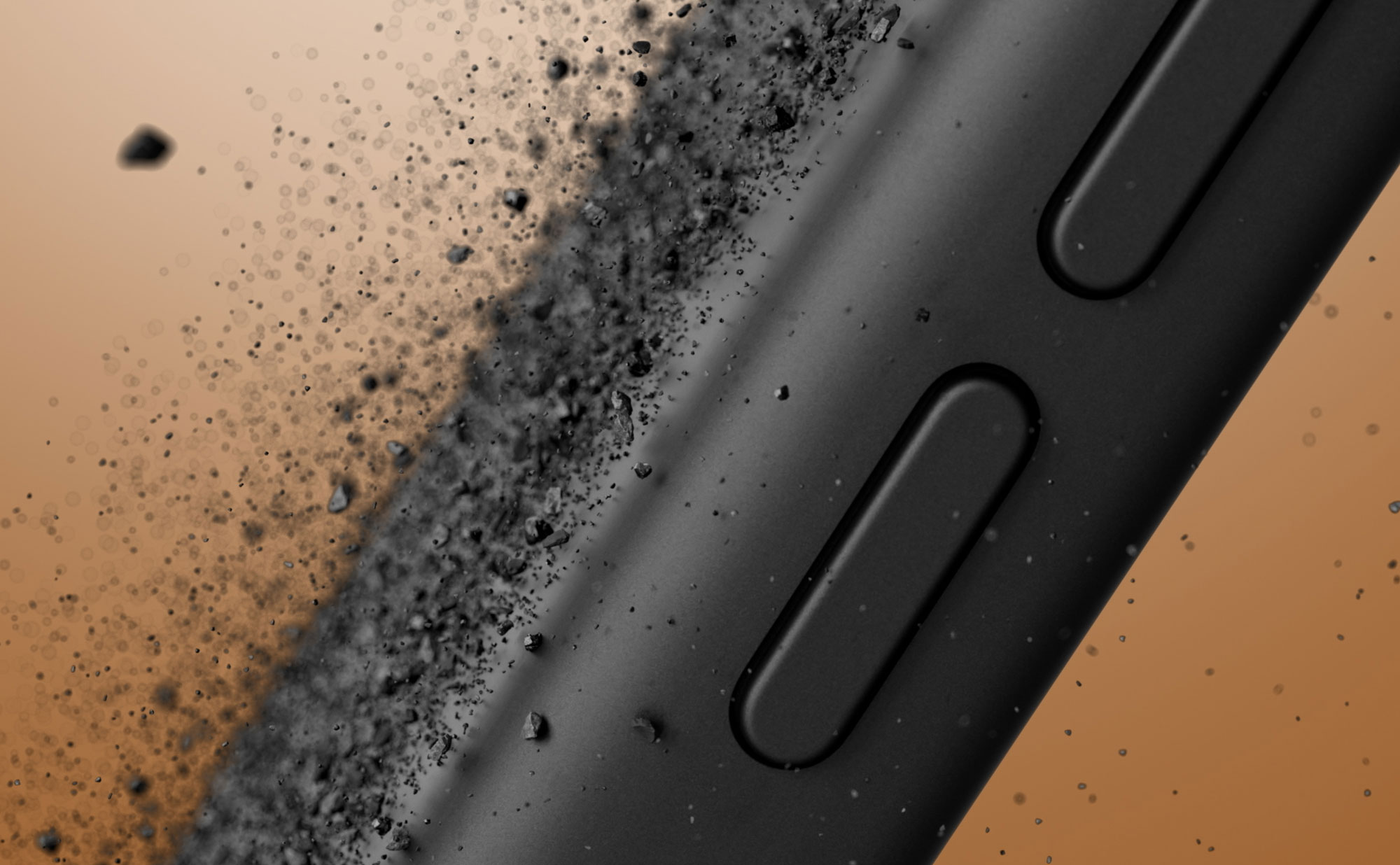 Close-up of the Beats iPhone 17 case shown with durable double-shot construction.
