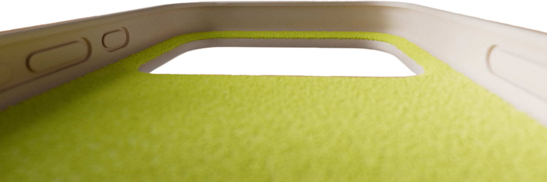 A close-up of the soft microfibre lining of the Beats iPhone 17 case with MagSafe and Camera Control.