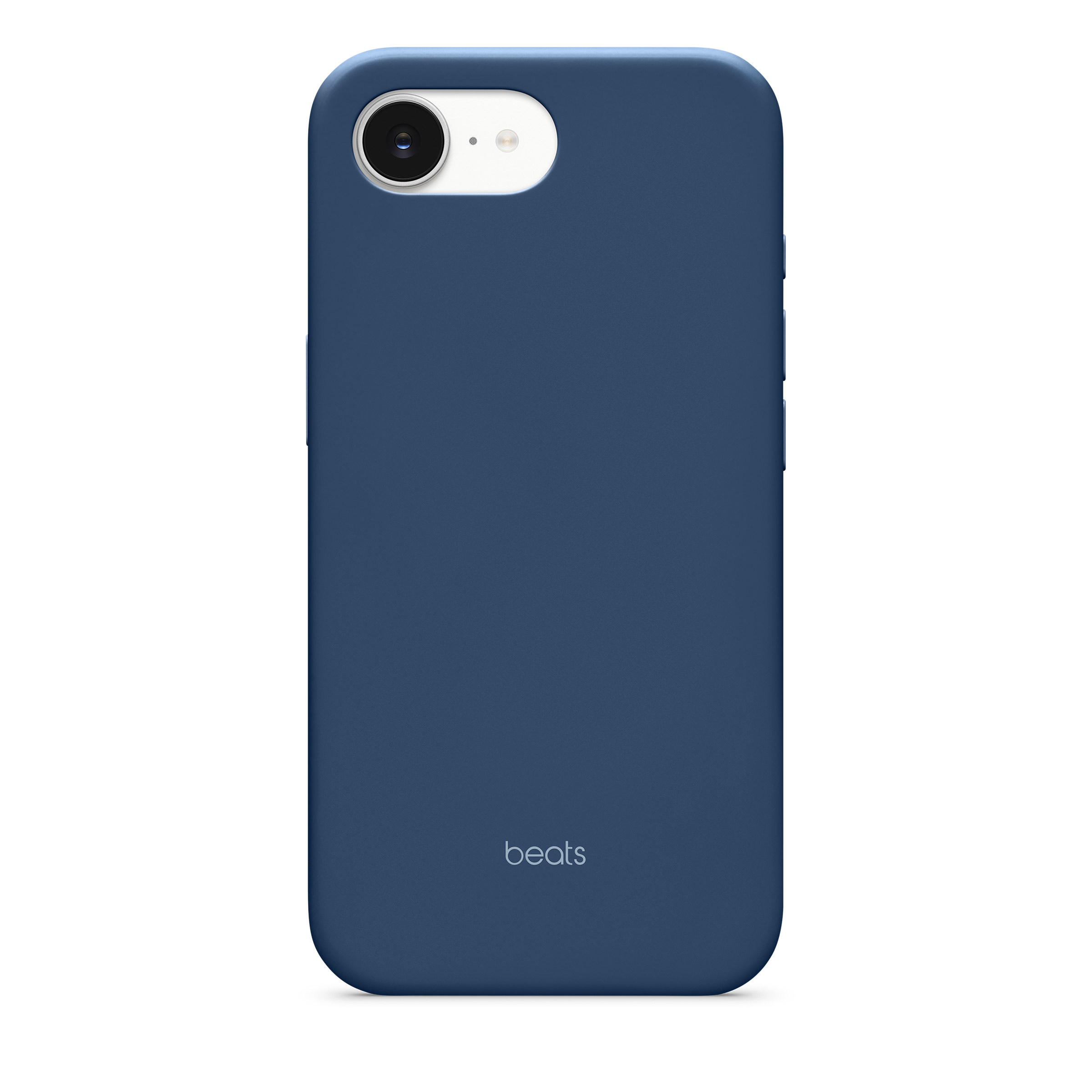 Close-up of Beats iPhone 17e case in Bedrock Blue