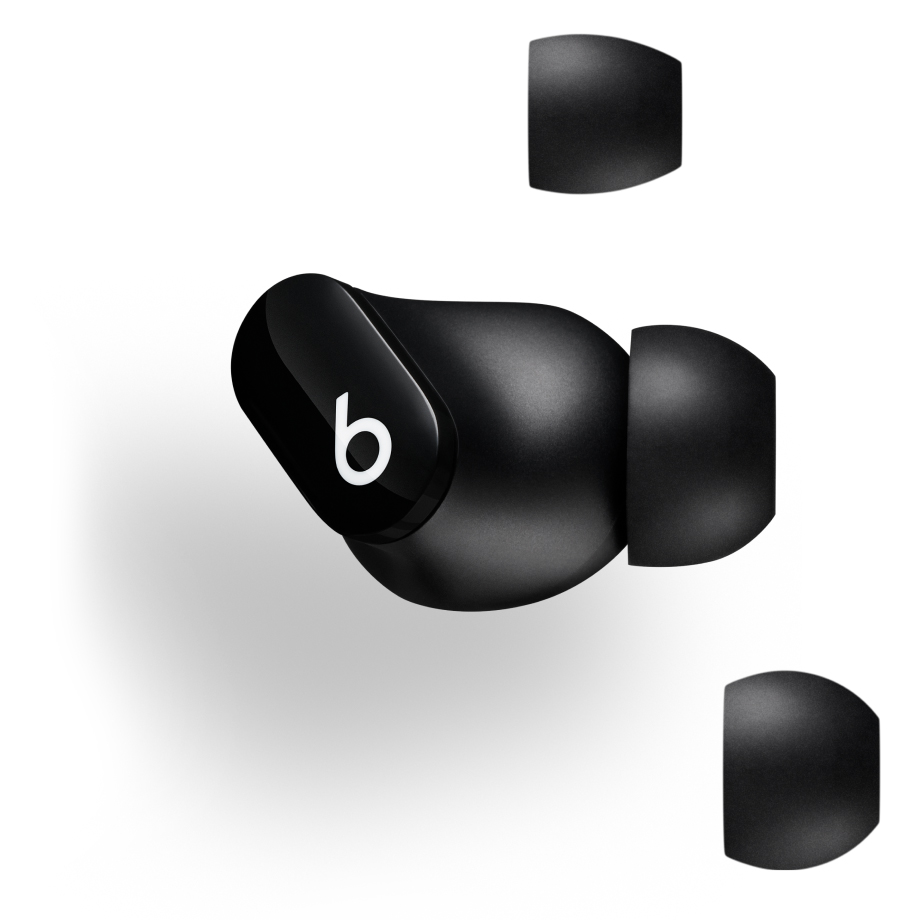 Graphic of Studio Buds earbud demonstrating small, medium, large eartips