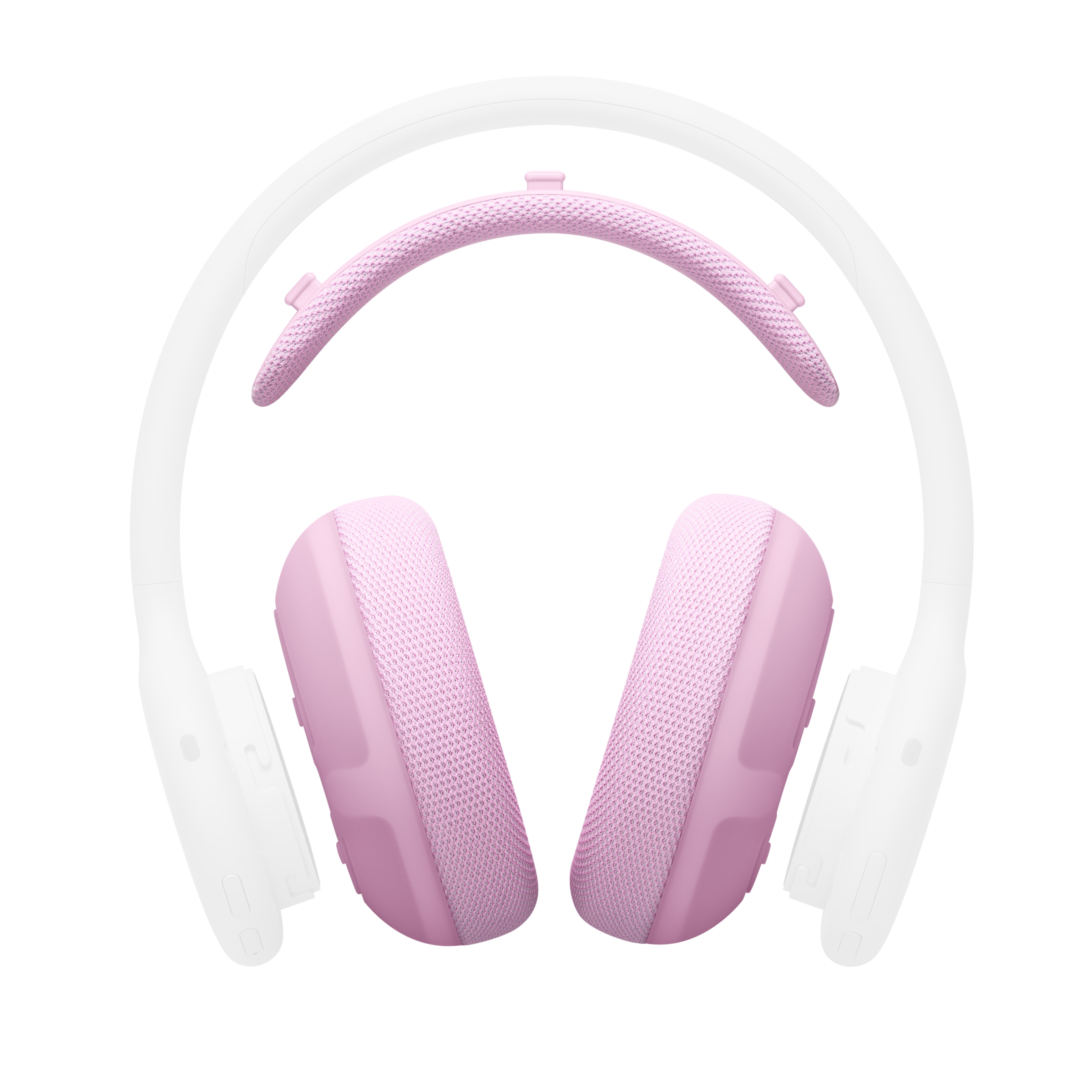 Beats 360 耳罩套件 — 粉色机能编织耳罩和头梁软垫的正面视图