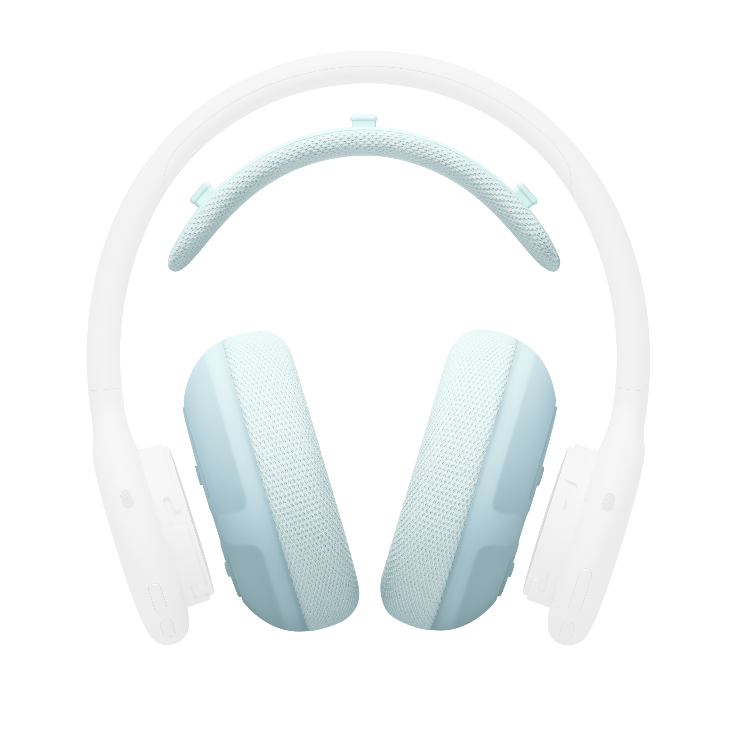 晴空蓝色 Beats 360 头戴式耳机，搭配晴空蓝色机能编织耳罩