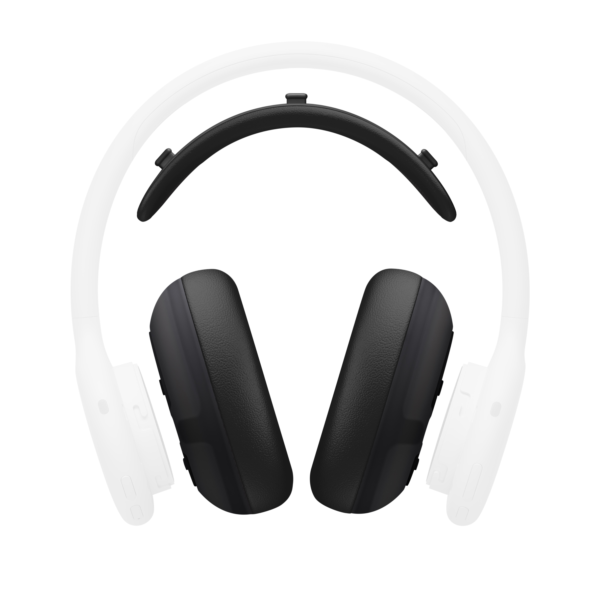 Beats 360 耳罩套件 — 黑色 UltraPlush 耳罩和头梁软垫的正面视图