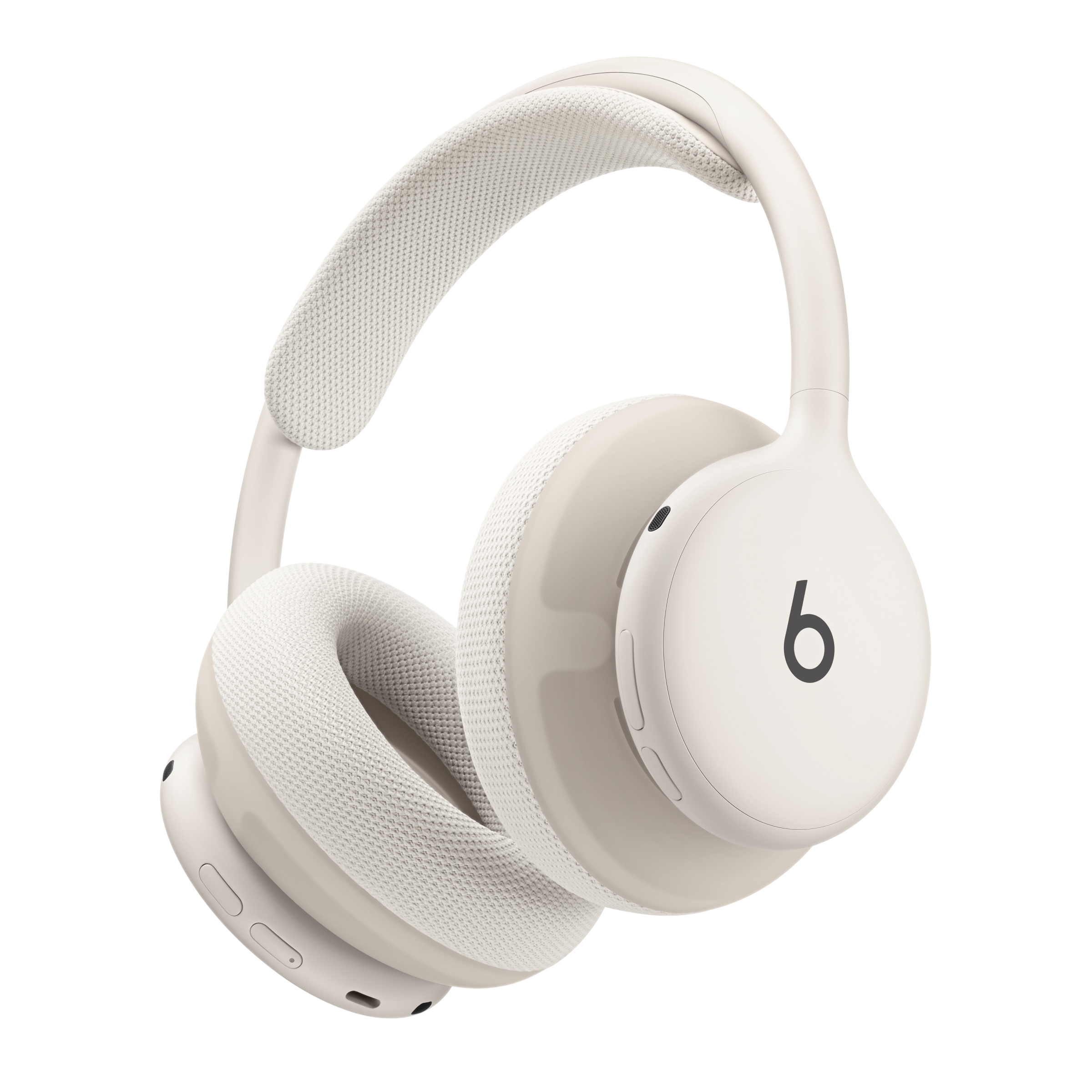 云白色 Beats 360 头戴式耳机，搭配云白色机能编织耳罩
