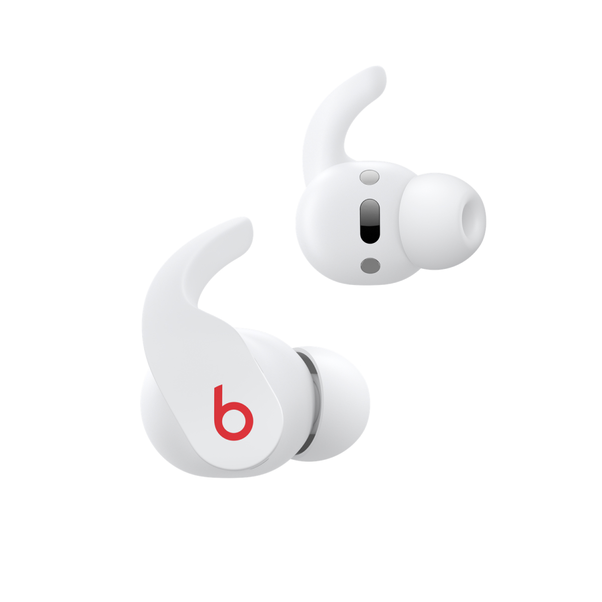 A pair of Beats Fit Pro earbuds in White